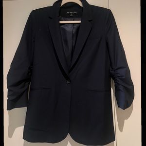 Elizabeth and James Navy Blue Ruched Blazer